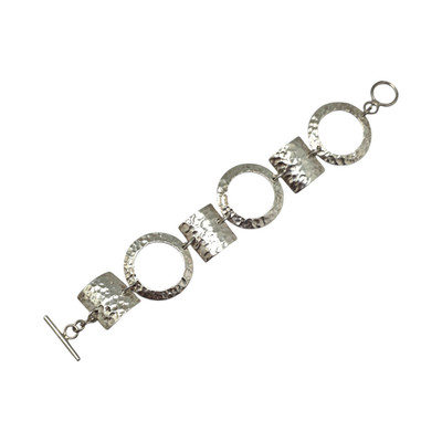 MCM STERLINGSILBER GEHÄMMERT KREIS/QUADRAT 6,5'' ARMBAND 19,9GR #1268