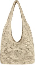 Women Large Straw Beach Bag Handmade Woven Shoulder Bags Hobo Tote Handbag Pu...