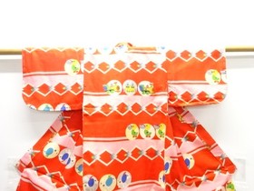 7760875: JAPANESE KIMONO / ANTIQUE KIMONO / ABSTRACT STRIPE & TOYS