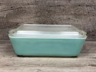 Vintage Pyrex Refrigerator Dish Teal Large # 503 W/ Lid