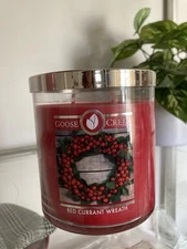 RED CURRENT WREATH Goose creek candles 2 wick 16 Oz  Rare/retired New