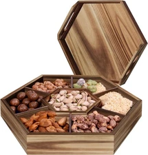 Ecoaterui Wooden Snack Tray With Lid That Doubles As A Serving Tray 13x11.5x2.5"