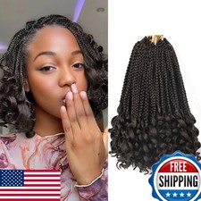 Goddess Box Braids Crochet Hair 10 Inch Short Pre Looped 8 Packs Curly Ends 4