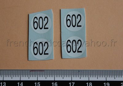 FE Miniature Vehicle 1/43 Decal Number 602 Black Round White Heco Car