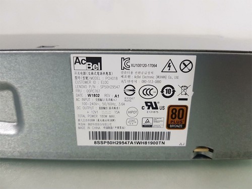 Lenovo ThinkCentre M710e SFF AcBel 180W Power Supply Unit 00PC767 PCH018 - Afbeelding 5 van 10