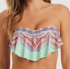 Jessica Simpson Women's Blue Tied Bandeau Bikini Swim Top Size L