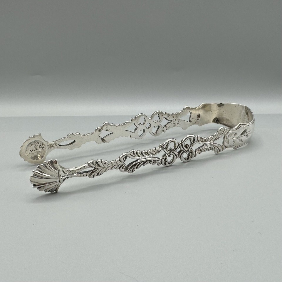 III Silver Pierced Shell Pattern Sugar Tongs John Cormick? C