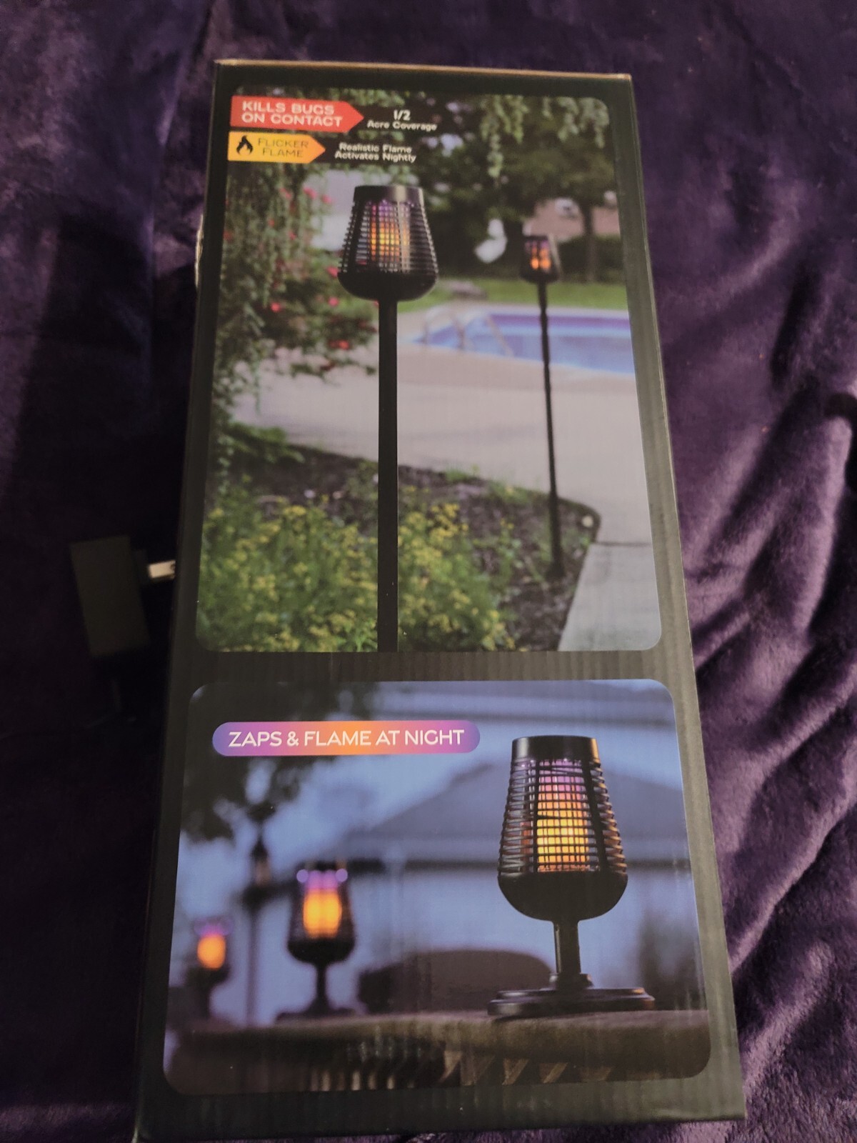 Solar Insect Killer Torch with LED Flame Effect, Black Torch