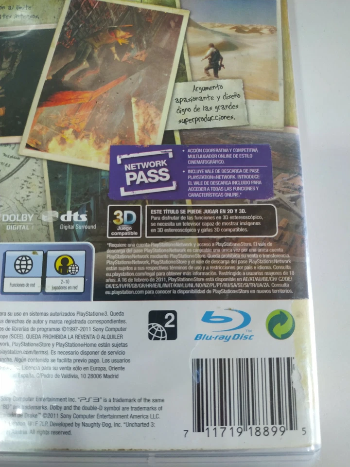 PLAY STATION 3 PS3 UNCHARTED 3 LA TRAICION DE DRAKE EDICION GAME STOP PAL ESPAÑA, foto 4 de 5