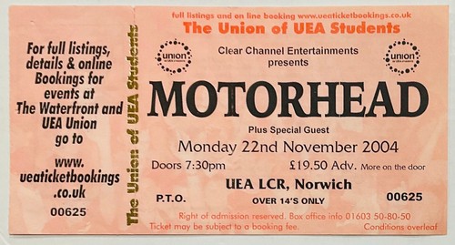 Motorhead Original Concert Tickets Select From Dropdown List - Imagen 11 de 44