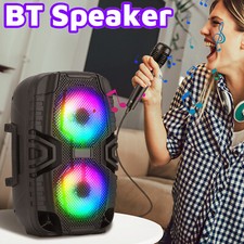 Loud Portable Bluetooth Speaker Sub woofer Heavy Bass Sound Party System w/ Mic