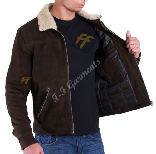 The Walking Dead Rick Grimes Season 4 REAL Suede Brown Fur Collar Leather Jacket - Picture 4 of 4