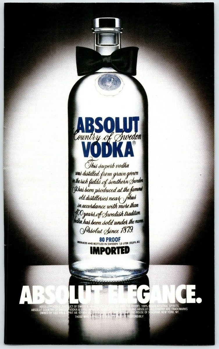 ABSOLUT ELEGANCE ABSOLUT VODKA Vintage 1990's 5.25