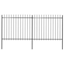 Image of Garden Fence with Spear Top Steel 3.4x1.5 m Black vidaXL
