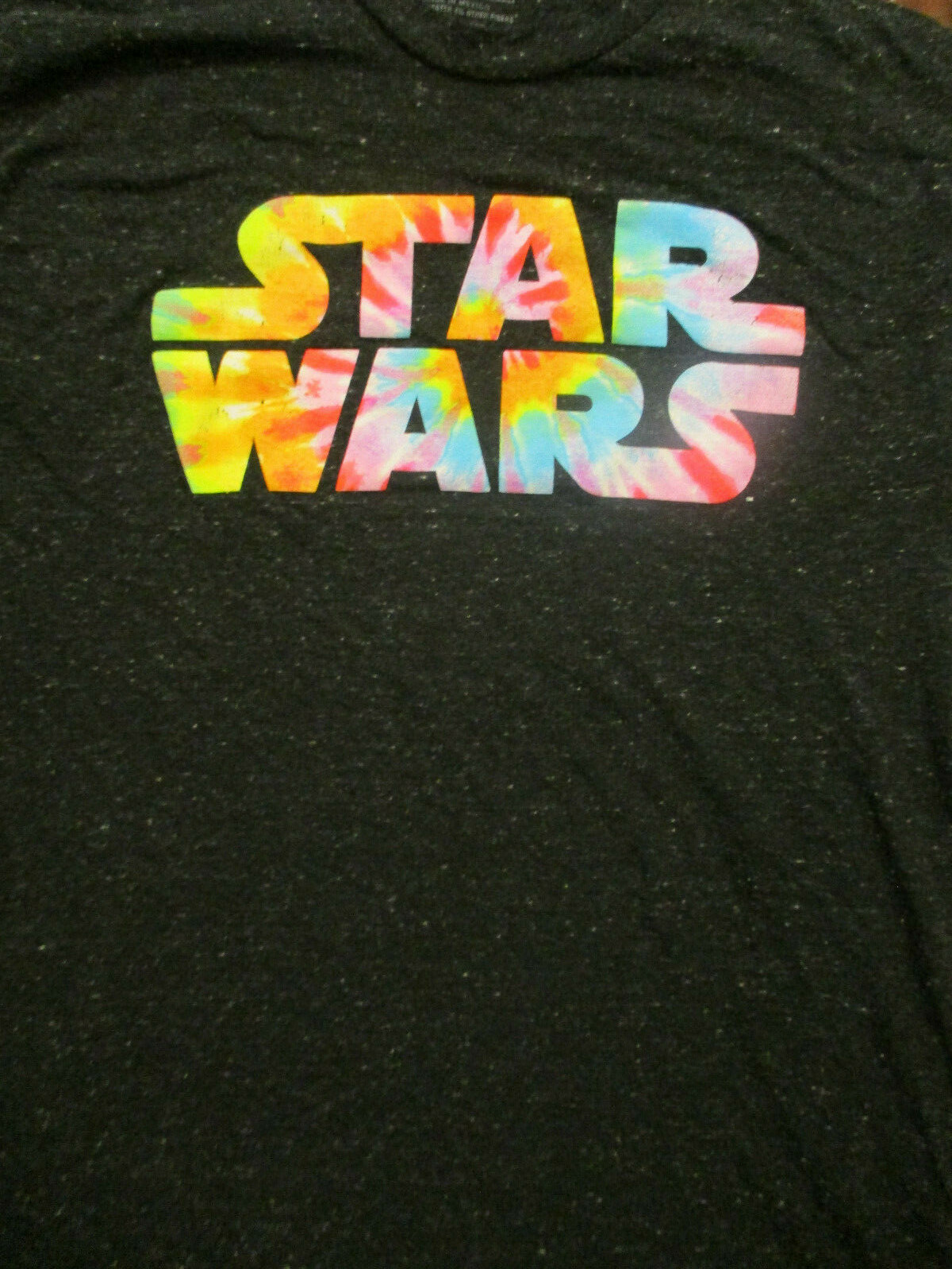 ALTRA T shirt L nera maculata psichedelica arcobaleno tie dye STAR WARS di FIFTH SUN