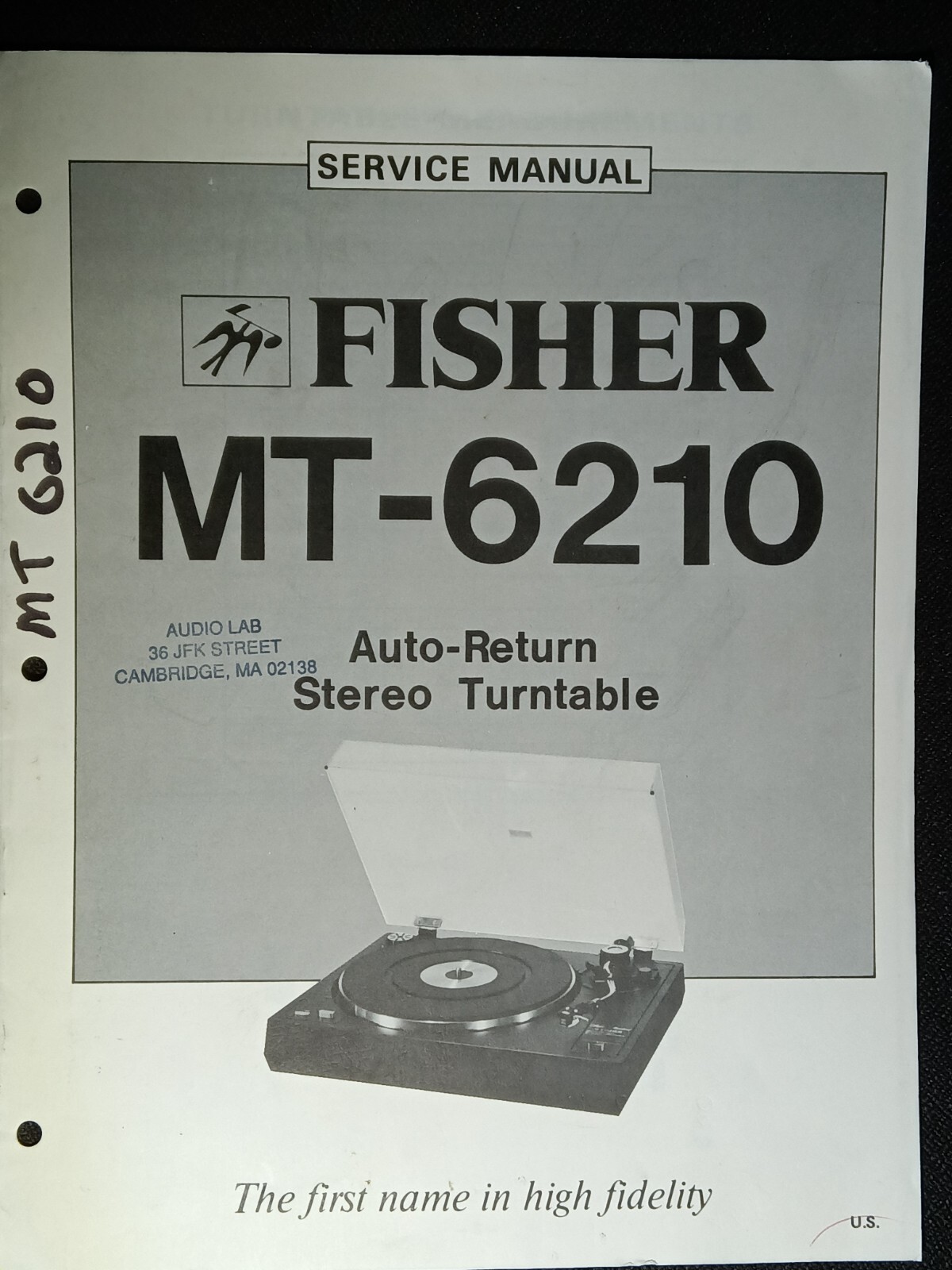 Fisher MT-6210 Auto Return Stereo Turntable Service Manual Original
