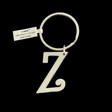 Letter Z Keychain Silver Tone Metal Ganz Initial Key Ring Fab New Gift