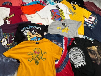 5 Graphic T-Shirt Lot Random VTG Sports Bands Movies Anime 90s Y2K Streetwear eu