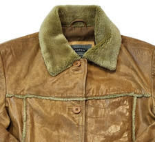Aviatrix Leather Jacket Vintage Leather Style Coat Zip Up Brown Size Extra Large