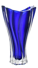 Vase12 " Flower Vase Dark Blue Bud Vase Czech Bohemia Crystal Vase  Gift
