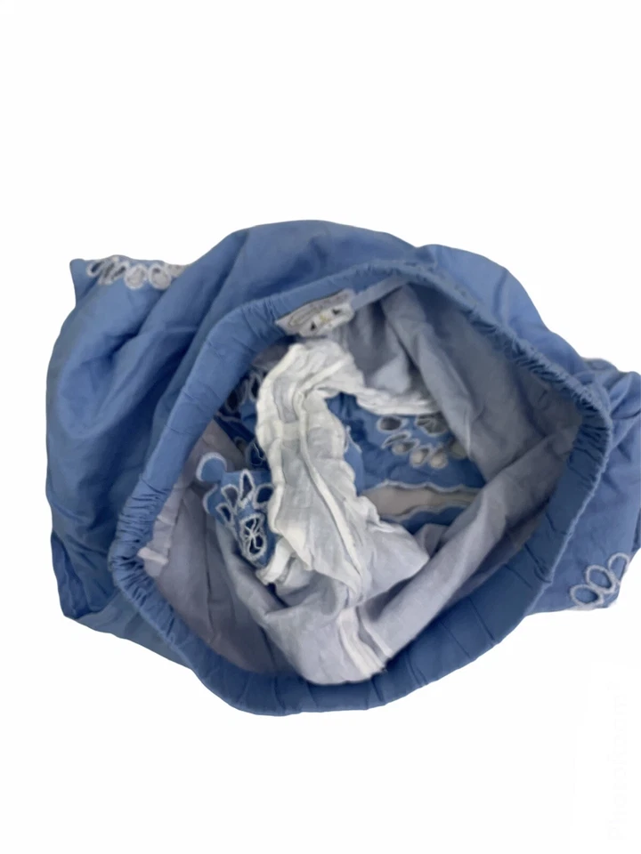 Mud Pie Women’s Size S (4-6) Eyelet Hem Blue Pajama Shorts - Image 3 of 4