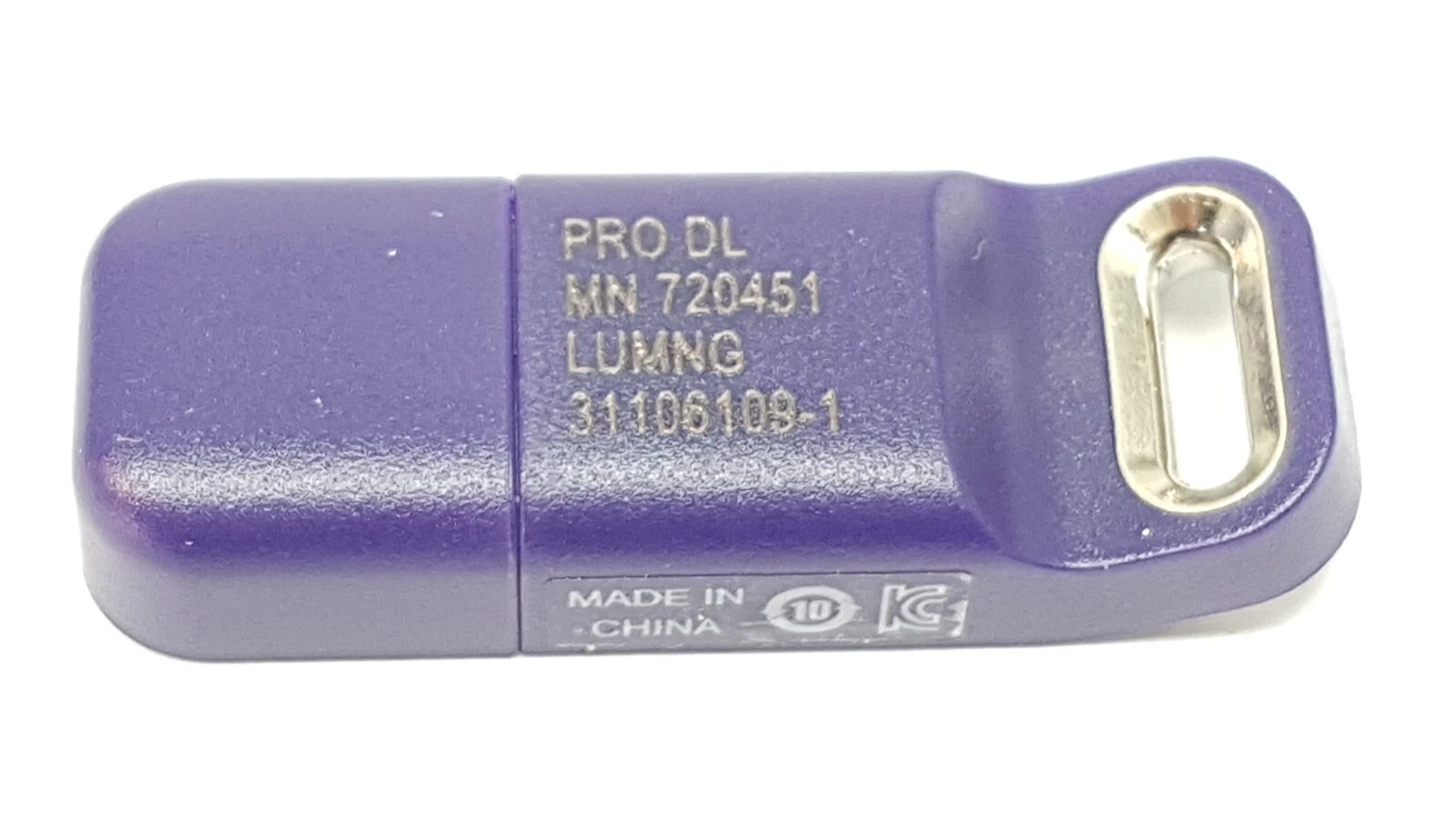 Reverse of the KT-10039500 HASP key marked PRO DL, LUMNG, MADE IN CHINA