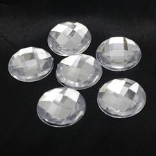 250 Clear Acrylic Flatback Rhinestone Round Gem Beads 20mm No Hole