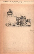 CPA 35- FOUGERES (I. et V.) - Porte Notre-Dame - Dessin de Victor Hugo