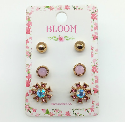 Bloom Fashion Stud Earrings - 3 Pairs
