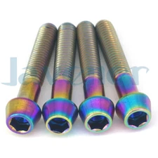 4 PCS M6x35mm Rainbow GR5 Titanium Taper Cone Allen Head Bolt For Mountain Bike
