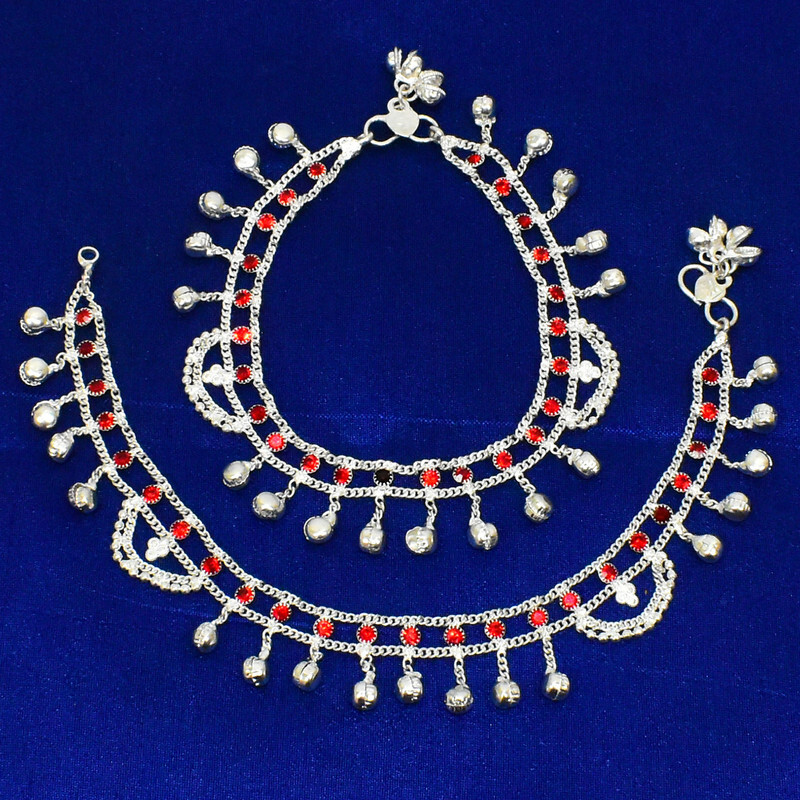 Anklets Barefoot Sandals Ankle Bracelet Red Stone Beuatiful Design Festival Wear