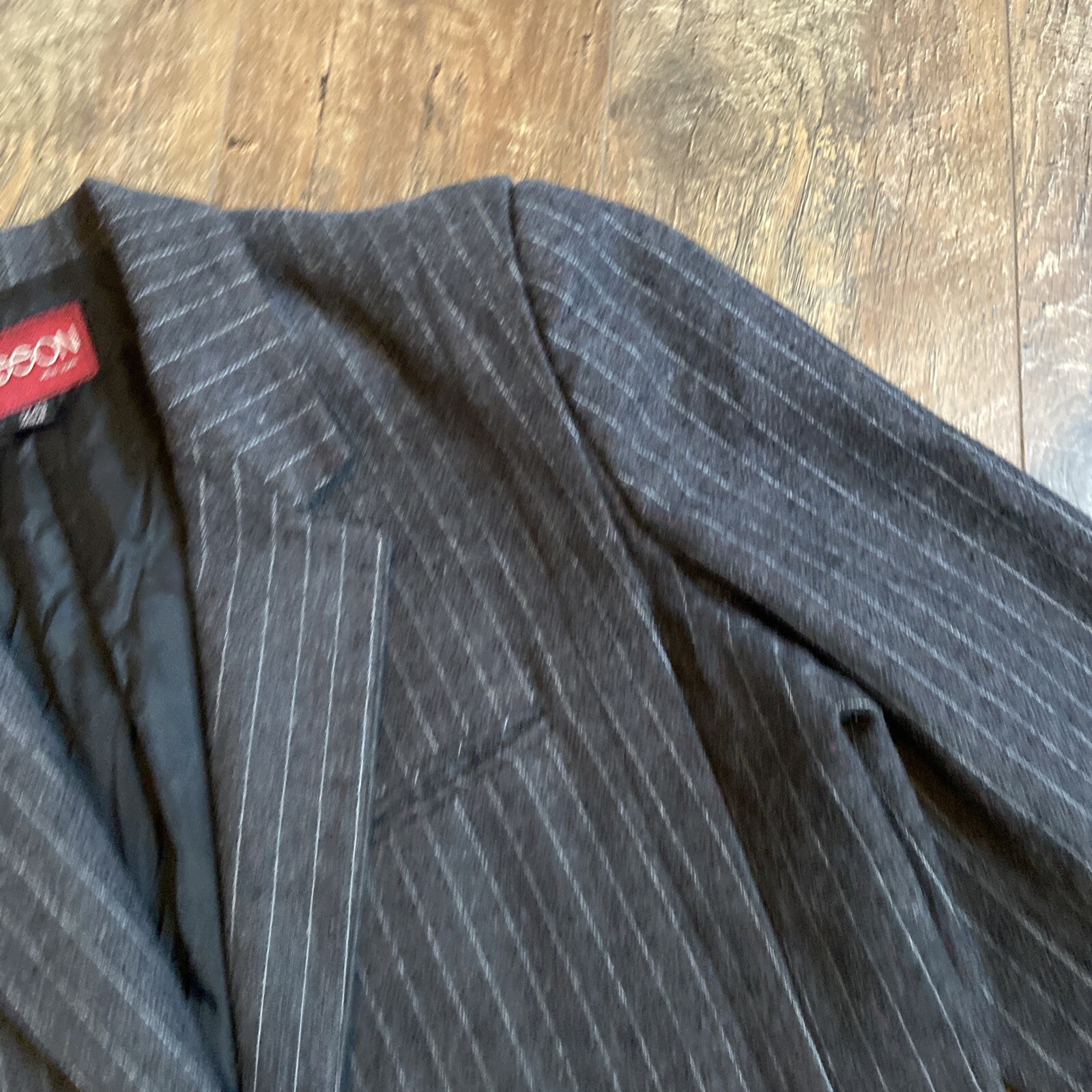 Vintage Structured Gray Wool Striped Shoulder Pad… - image 5