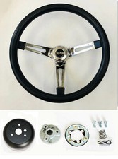 Chevelle Nova Camaro Impala Black Foam Grip On Chrome Steering Wheel 15 Ss Cap