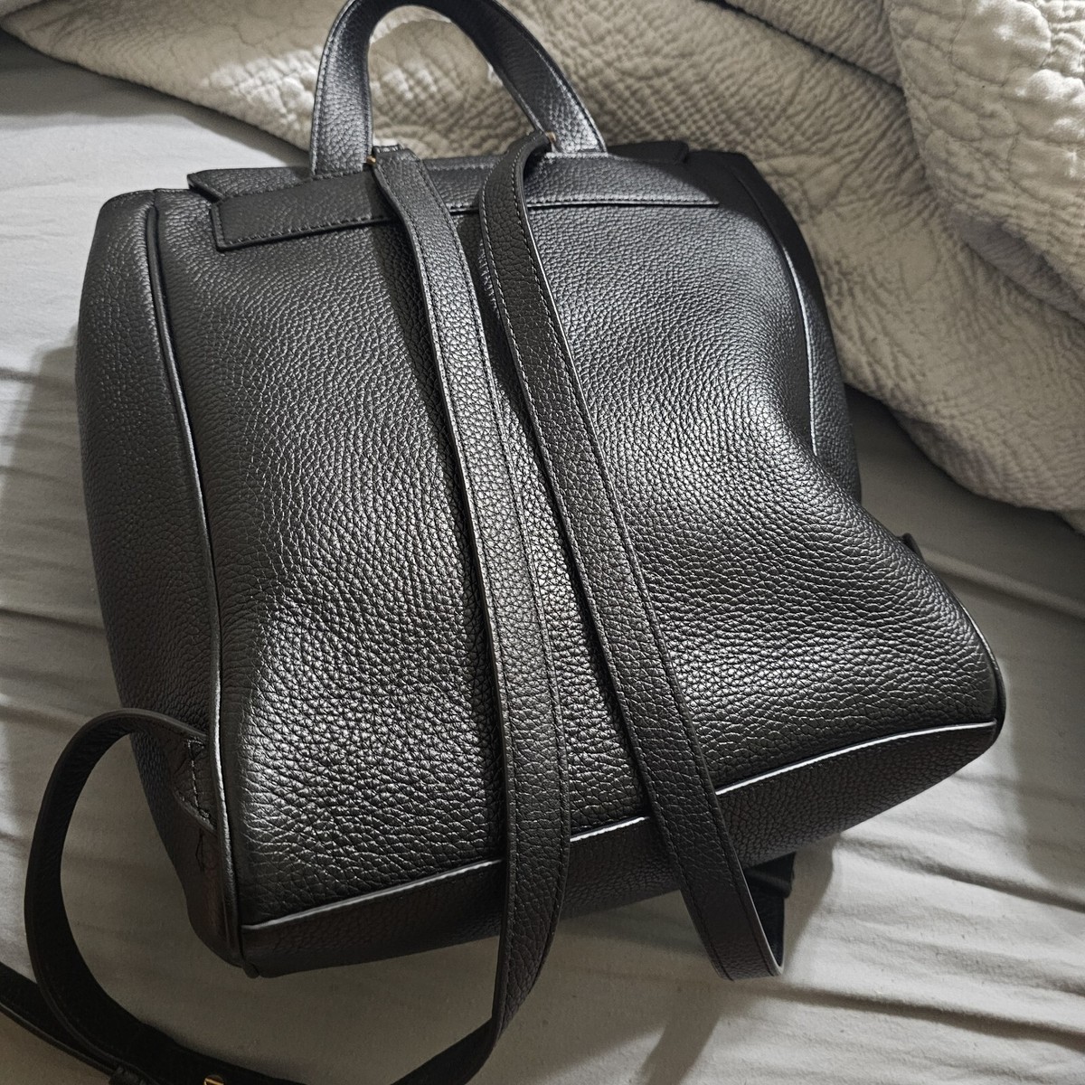 Tory Burch Brody Pebbled Leather Black Backpack Drawstring Tory Burch Leather Backpack - Black Backpacks, Handbags  main image 4