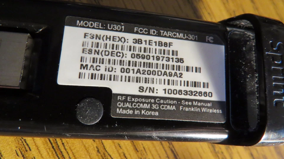 MINT Used Sprint U301 Mobile Broadband 4G USB Modem Aircard for Laptop - Image 2 of 2