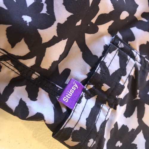 Vintage Stussy Surf Trunks Size 32 Black Grey Floral All Over Print Summer 2001 - Picture 8 of 16