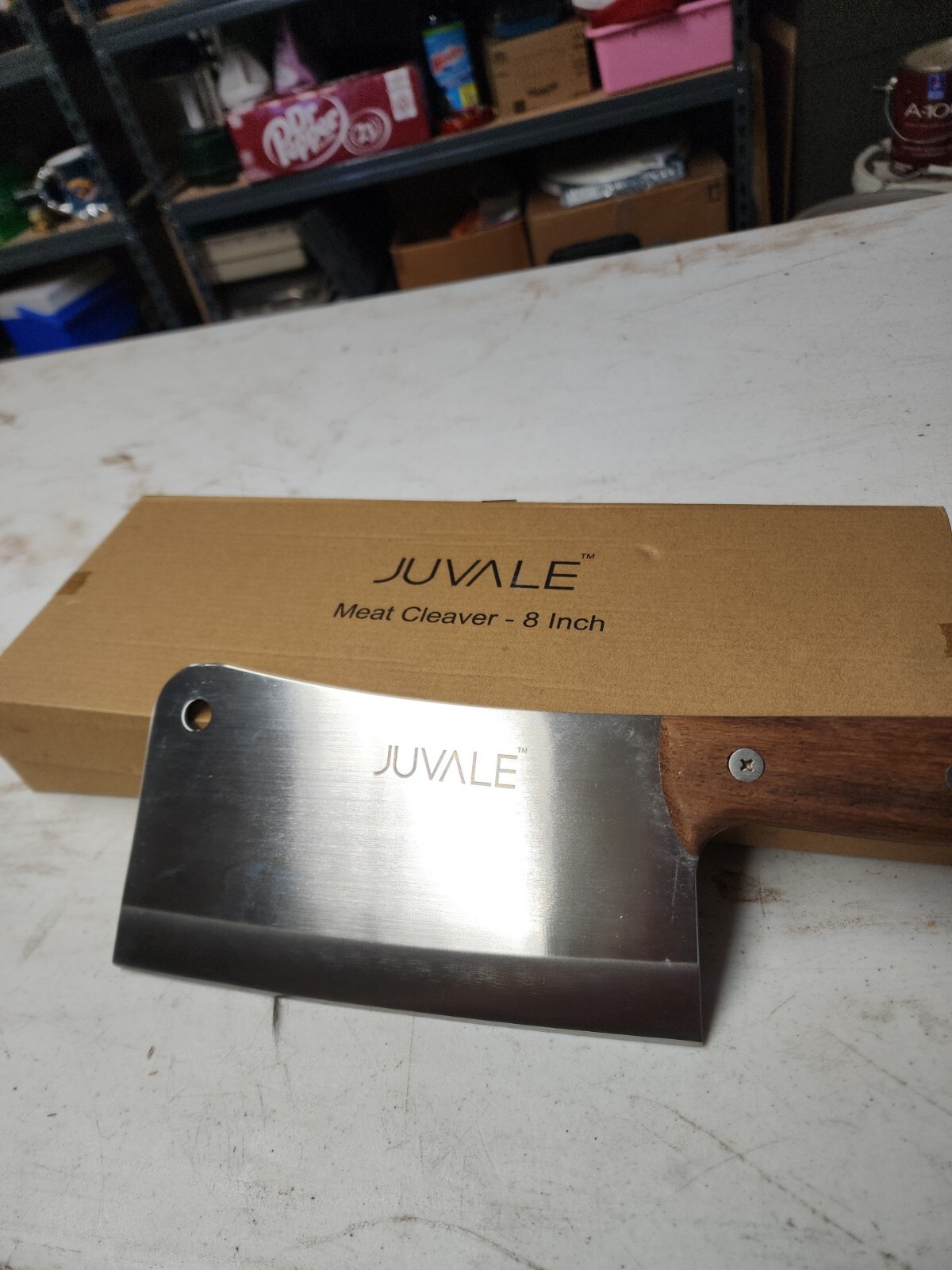Juvale 8" Meat Cleaver, Stainless Steel with Wood Handle New Open Box