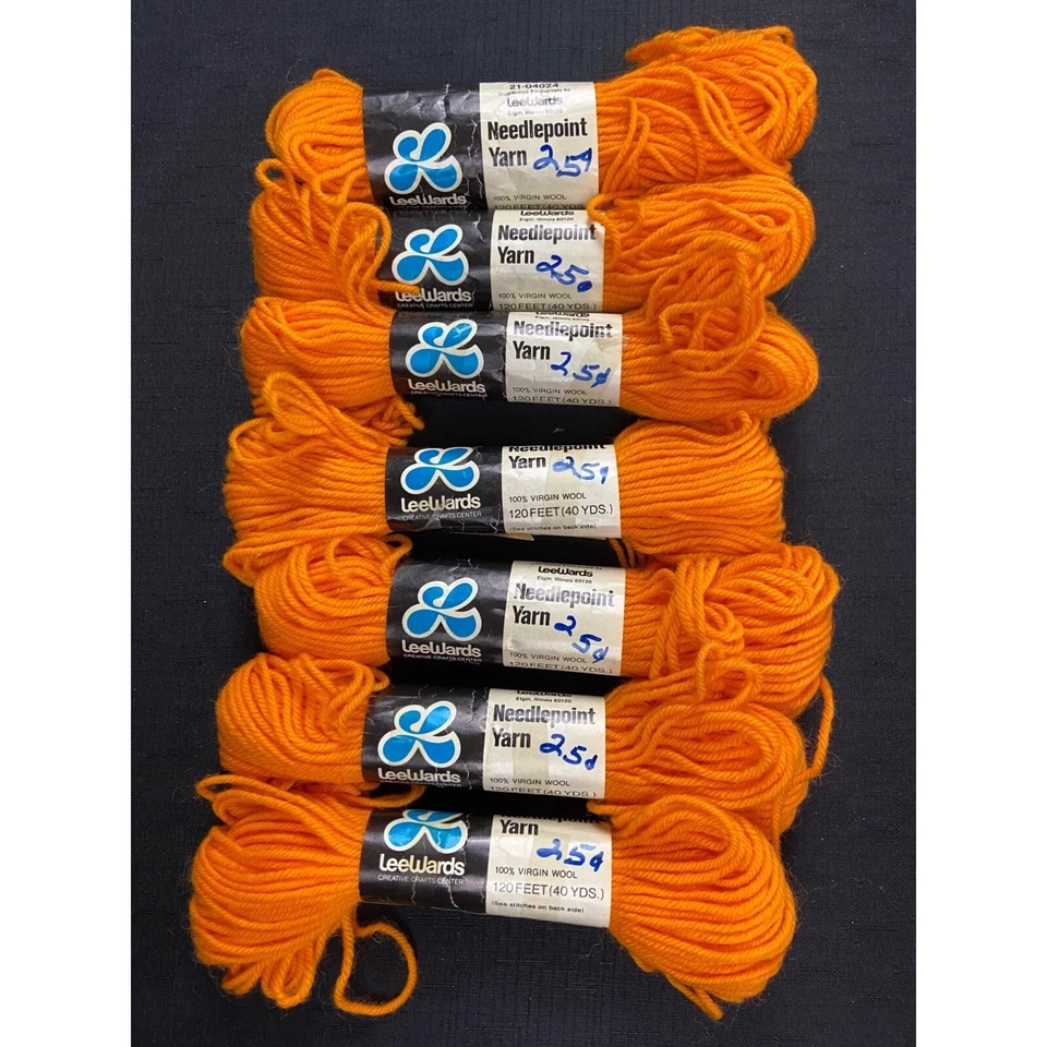 Leewards Needlepoint Yarn Vintage 100% Wool Lot of 6 Skeins Orange 1043 Pumpkin - Image 4 of 4