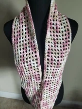 Infinity Scarf Pink Colors Soft And Cozy, Hand-crocheted Gifts 