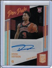 2020 21 Panini Donruss Elite Devon Dotson PEN PALS ROOKIE AUTO #17/99 Bulls