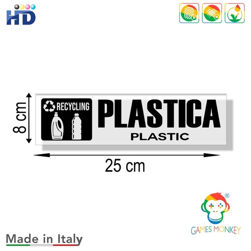 GamesMonkey® - Adesivi Raccolta Differenziata Rifiuti Spazzatura v5 TRASPARENTI - Picture 5 of 7