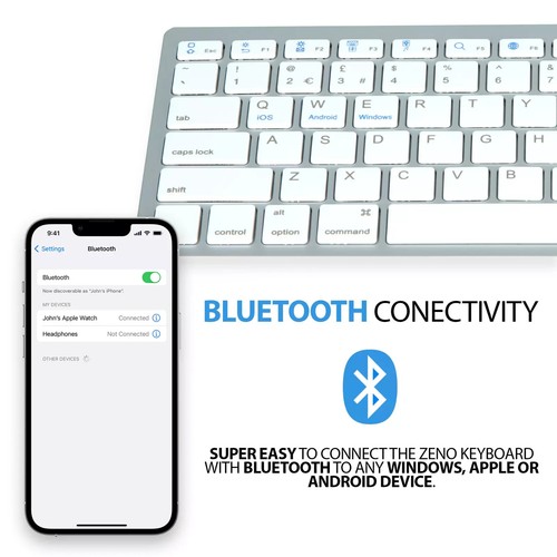 NEW SLIM WIRELESS BLUETOOTH KEYBOARD FOR IMAC IPAD ANDROID PHONE TABLET PC UK - Picture 2 of 8
