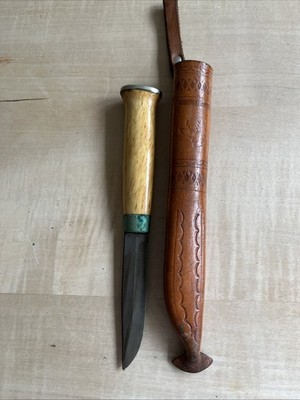 J. Marttini Finland Jagdmesser Finnenmesser Edelstahl mit Etui Vintage Messer