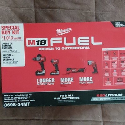 Milwaukee M18 FUEL 3698-24MT 4-Tool Combo Kit Brushless 18V Li-Ion 2 Batteries