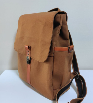 Orijin Kyoto Canvas Backpack Camel Unisex Leather Trim Medium Made in Japan New