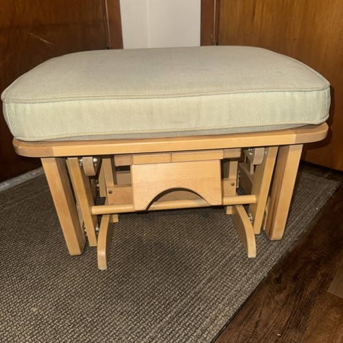 Vintage Nursery Glider Ottoman Gliding Rocking Footstool Baby Wood With Lock