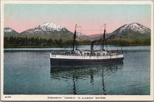c1920s ALASKA STEAMSHIP COMPANY Postcard "Steamer CORWIN in Alaskan Waters" HHT