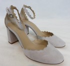 Chloe Gray Suede D'Orsay Scalloped Almond Toe Block Heel  SZUS5 EU35 NWT $695 — photo 1