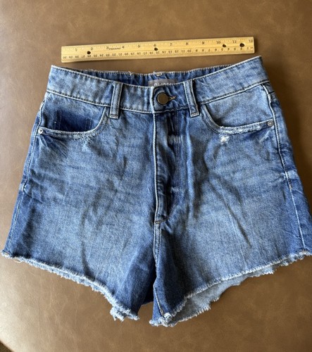 DL1961 Womens Blue Distressed Denim Shorts ~ Size 24 ~High Rise~ 2” Inseam - Picture 1 of 16