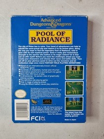 Advanced D&D: Pool of Radiance (Nintendo NES) CIB Complete Box Manual Reg Card